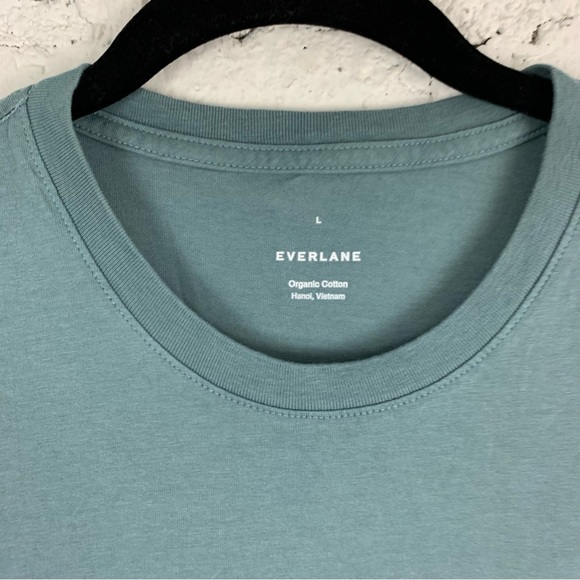Everlane Uniform Organic Cotton Short Sleeve Crew Neck Tee Shirt Evergreen Large - Picture 3 of 6